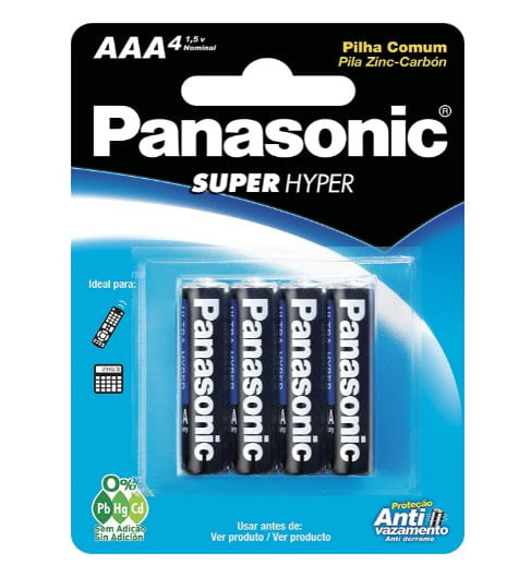 Pilha Comum Super Hype com 4 Unidades - Panasonic.