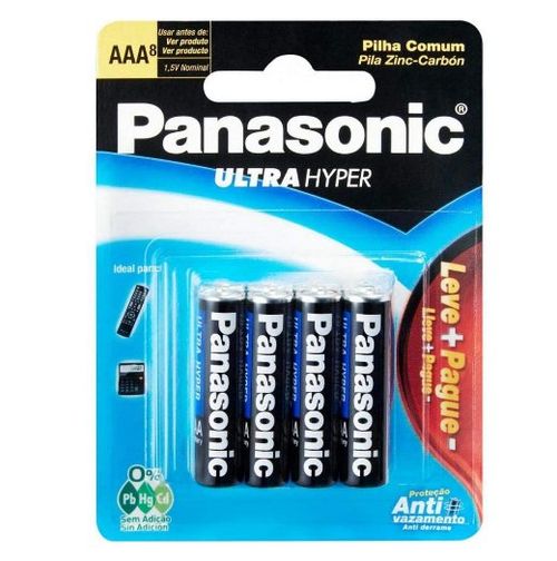 Pilha AAA Palito Ultra Hyper Com 8 Unidades - Panasonic.