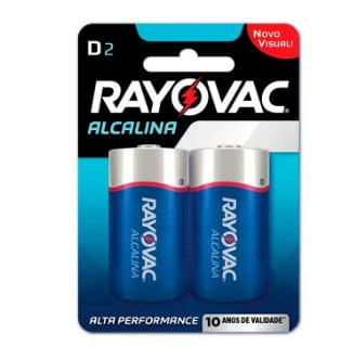 Pilha Alcalina Grande com 2 unidades - Rayovac.