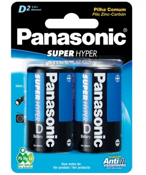 Pilha Grande com 2 Unidades Super Hyper - Panasonic.