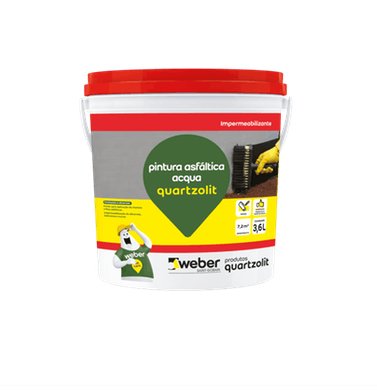 Impermeabilizante Pintura Asfáltica Acqua 3,6 Litros - Quartzolit.