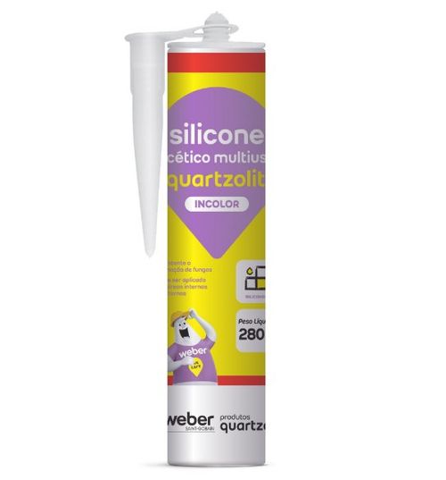 Silicone Acético Multiuso Incolor 280g - Quartzolit.