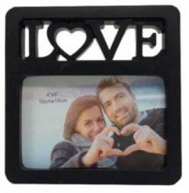 Porta Retrato Love Horizontal Preto 10x15 cm - Square Center.