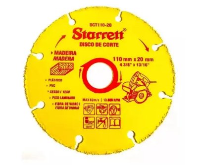 Disco de Corte para Madeira 110x20mm - Starrett.