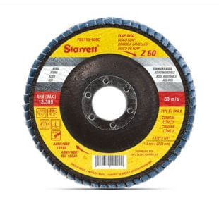 Disco Flap Em Fibra De Vidro 4 1/2""  Grão 60 Curvo- Starrett.