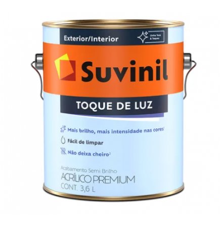 Tinta Acrílica Toque de Luz Semibrilho Branca 3,6L - Suvinil.