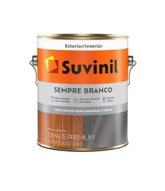 Tinta Esmalte Sempre Branco Acetinado Branco 3,6L - Suvinil.