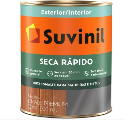 Tinta Esmalte Seca Rápido Brilhante Branco 900ml - Suvinil.