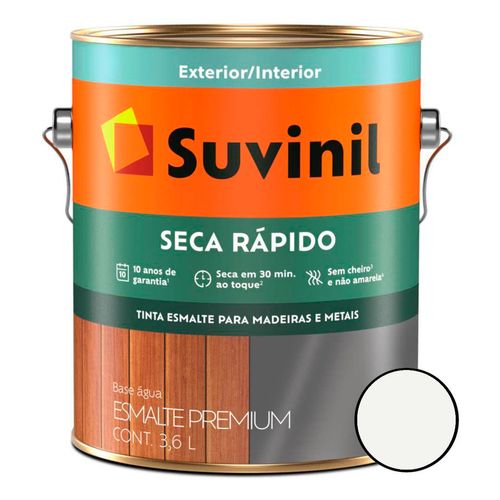 Tinta Esmalte Seca Rápido Brilhante Branco 3,6L - Suvinil.