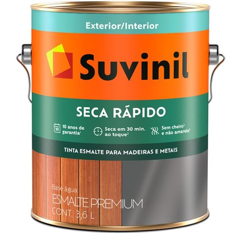 Esmalte Seca Rápido Base Água Brilhante 3,6 litros Marfim Suvinil.