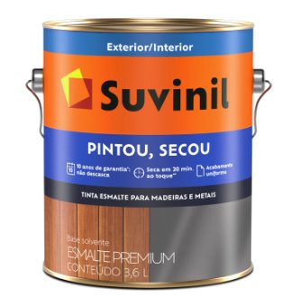 Tinta Esmalte Sintético Brilhante Premium  Amarelo Ouro Pintou Secou 3,6L - Suvinil.