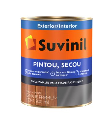 Tinta Esmalte Sintético Pintou Secou Cinza Médio Brilhante Premium 0,9L - Suvinil.