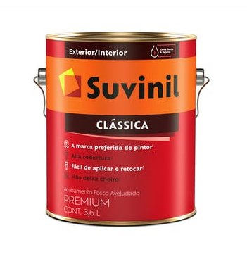 Tinta Latéx PVA Clássica Premium Fosco Amarelo 3,6L - Suvinil.