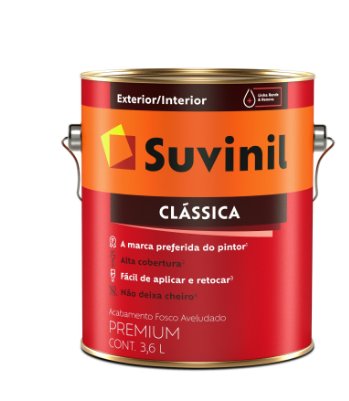 Tinta Latéx PVA Clássica Premium Fosco Pérola 3,6L - Suvinil.