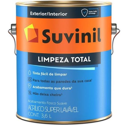 Tinta Acrílica Fosca Limpeza Total Branco 3,6L - Suvinil.