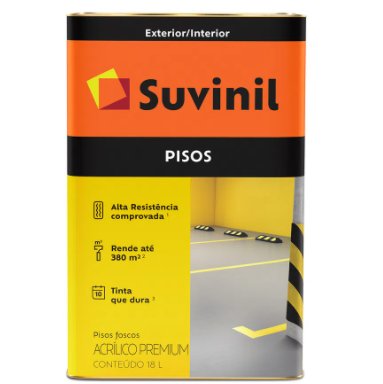 Tinta Acrílica para Piso Fosca Amarelo 18L - Suvinil.