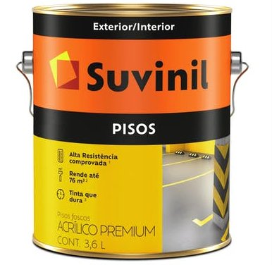 Tinta Acrílica para Piso Fosca Amarelo 3,6L - Suvinil.