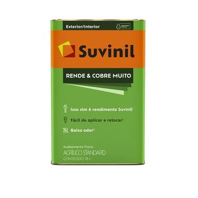 Tinta Acrílica Standard Rende e Cobre Muito Fosco Concreto 18L - Suvinil.