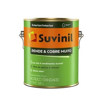 Tinta Acrílica Standard Rende e Cobre Muito Fosco Concreto 3,6L - Suvinil.