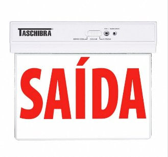 Placa de Sinalização Saída Led Seletora Face Dupla Vermelha 255x210mm - Taschibra.