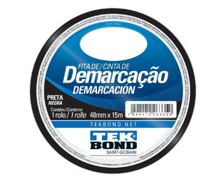 Fita de Demarcação Preta 48mm x 15m  - Tekbond.