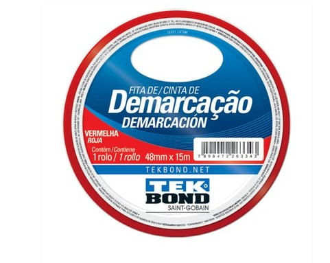 Fita de Demarcação Vermelha 48mm x 15m - Tekbond.