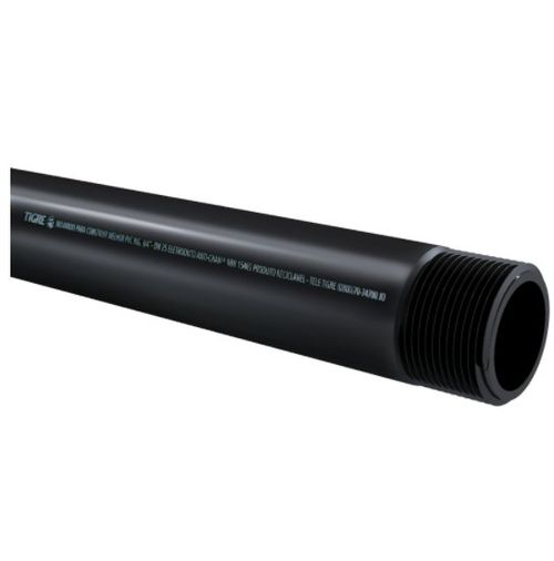 Eletroduto Rígido PVC Antichamas 1.1/2"" Preto com Rosca 3m - Tigre.