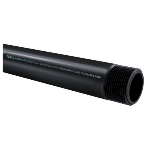 Eletroduto Rígido PVC Antichamas 1.1/2" Preto com Rosca 3m - Tigre.