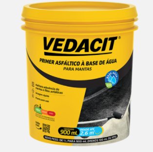 Primer Asfáltico Base Água Preto 0,9L - Vedacit.