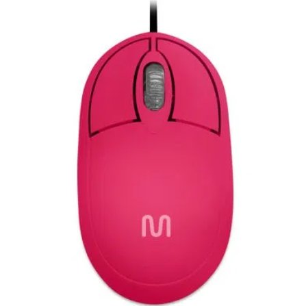 Mouse Com Fio Classic 3 Botões Rosa MO304 - Multilaser.