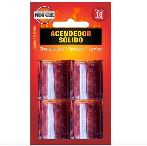 Acendedor Solido Blister C/4 Unidades - Prime Grill.