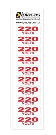 Cartela Com 10 Etiquetas De Voltagem 220V - Decore.