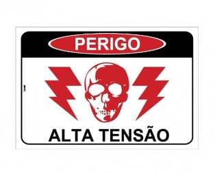 Placa "Perigo Alta Tensão" 30x20cm - Decore.