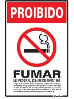 Placa de Poliestireno "Proibido Fumar" 30 x 20cm Branco - Decore.