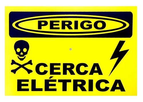 Placa de Alumínio ""Cerca Elétrica"" 20x15cm - Decore.