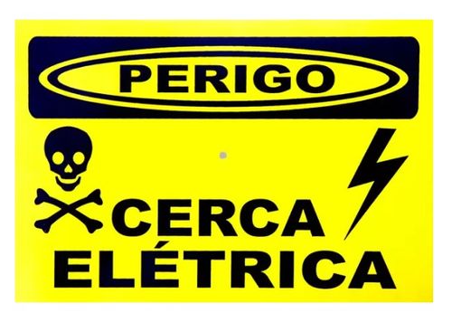 Placa de Alumínio "Cerca Elétrica" 20x15cm - Decore.