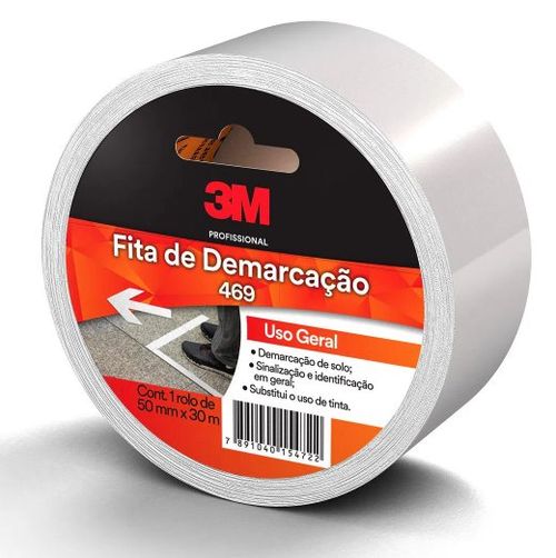 Fita de Demarcação Adesiva Branca 50mm x 30m - 3M.