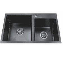 Pia Dupla em Aço Inox 78x43x22,5mm Preta OK-81419 - Casa Ok.