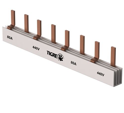 Barramento de Fase Bifásico 8 Ligações 80A 440V - Tigre.