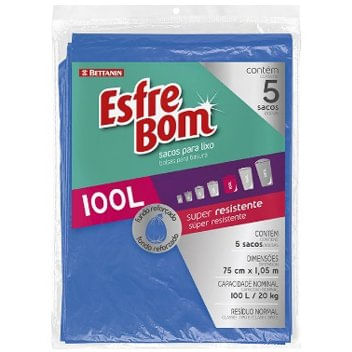 SACO PARA LIXO TIPO A 100L 5 UNIDADES ESFREBOM -BETTANIN.