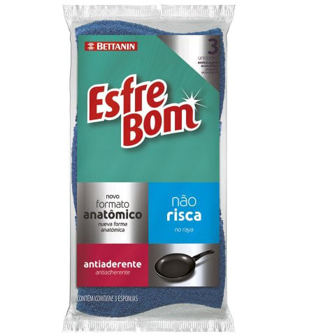 Esponja Multiuso N/ Risca Esfrebom 3 Unidades - Bettanin.