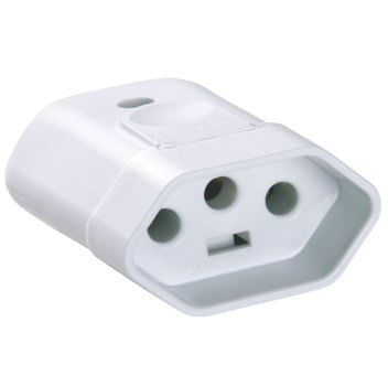 Plug Fêmea 2 Postos+T 10A/250V Branco- Tramontina