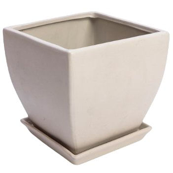 Vaso Cerâmico Branco 18x18cm HD42557 - Decor.