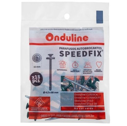 Kit Parafusos Autobrocantes Speedfix 4,2x68mm com 18 Unidades Verde - Onduline.