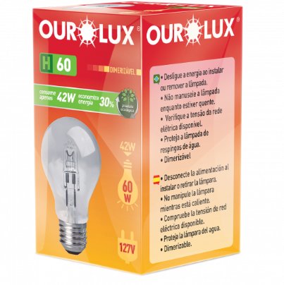 Lâmpada Eco Halógena Clara H60 42W 127V - Ourolux.