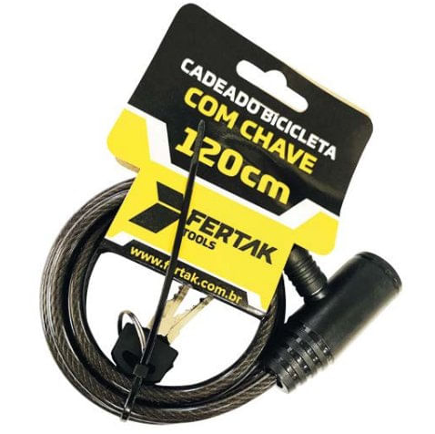 Cadeado Bike Chave 120cm x 6mm 1701 - Fertak.