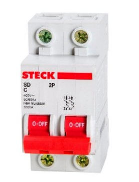 Disjuntor Bipolar 32A Curva C 3KA SDD62C32  - Steck.