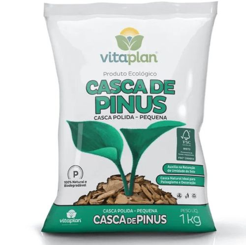 Casca de Pinus Polida Pequena 1Kg - Vitaplan.