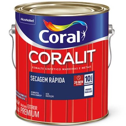 Tinta Esmalte Coralit Secagem Rápida Brilhante Preto 3L - Coral.