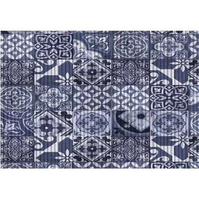 Tapete Antiderrapante Tropical Azulejo Azul 43x65cm - Kapazi.